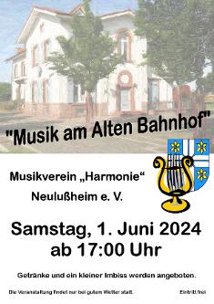 Plakat Musikverein Haromonie Alter Bahnhof 01.07.2024 - ab 17 Uhr